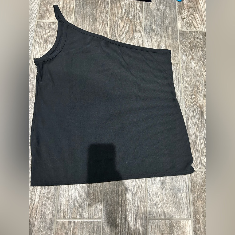 Black Asymmetrical ribbed top